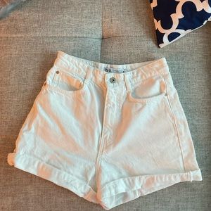 ZARA White short jeans high waisted